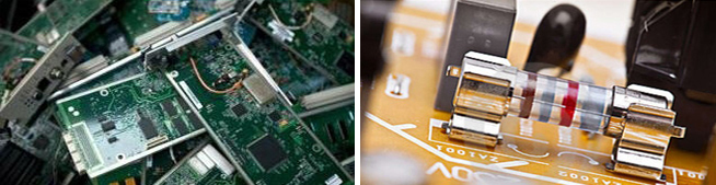E-wastes like printed circuit boards and resistors